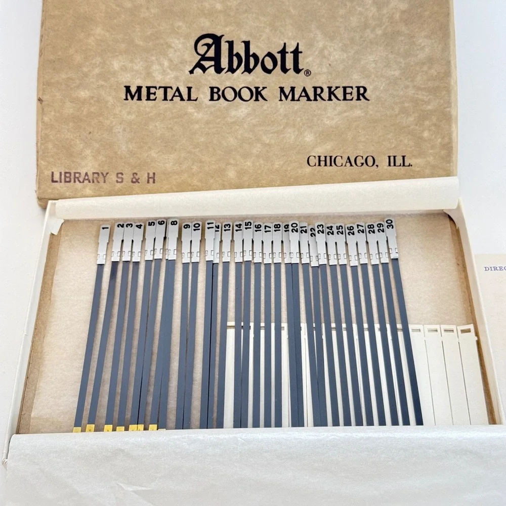 NOS‎ Abbott Metal Book Marker Citation Indicator Set Bible Study Chicago IL VTG